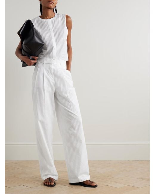 Theory White Double Pleat Trousers