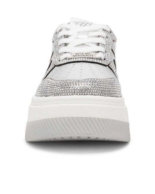 Steve Madden Gray Rhinestone-Embellished Platform Sneakers