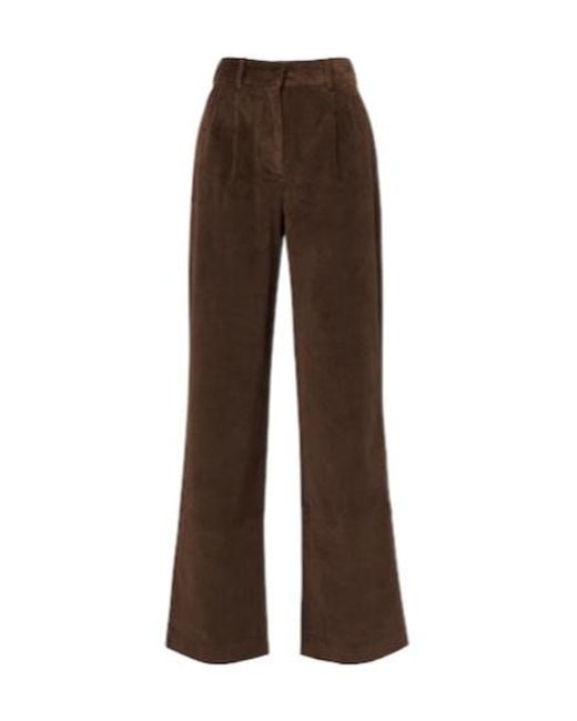 AYA MUSE Brown Aven Cotton-Blend Corduroy Wide-Leg Pants