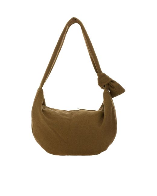 Alysi Brown Knot Detailed Zipped Shoulder Bag