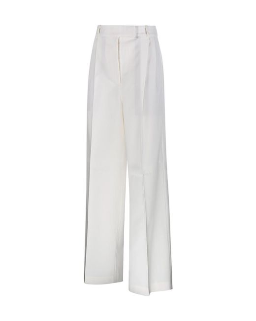 Rohe White Pleated Straight Leg Trousers