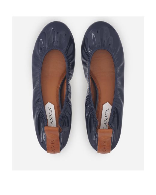 Lanvin Blue Ruched Detail Ballerina Shoes