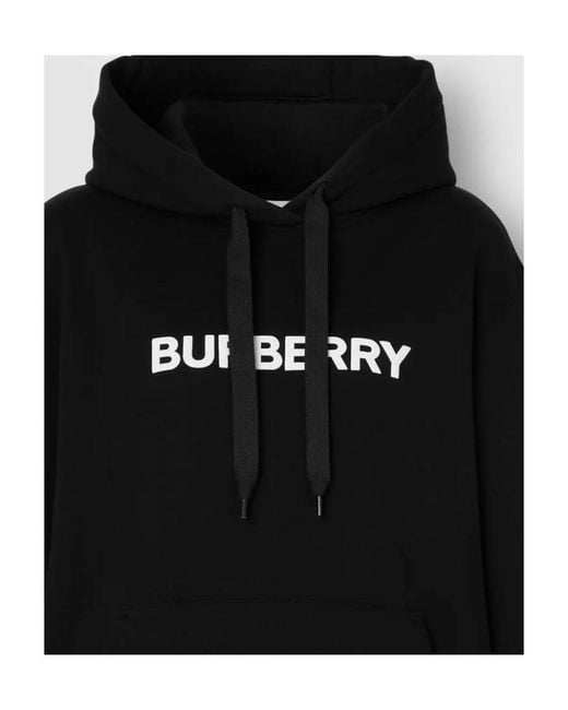 Burberry Black Logo Printed Drawstring Hoodie