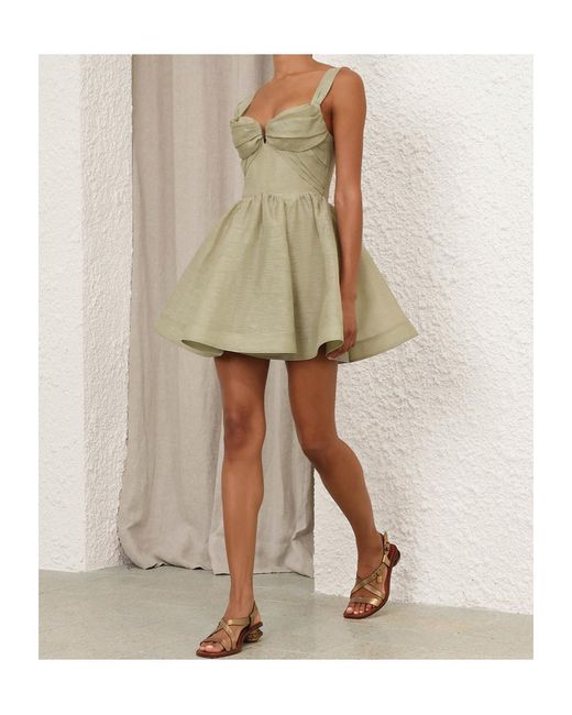 Zimmermann Green Rebellion Drape Mini Dress