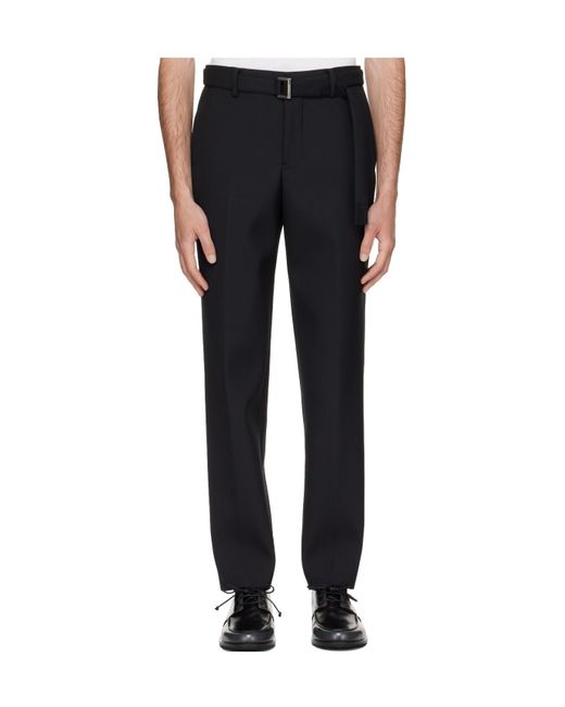 Sacai Black Belt Loops Slacks for men