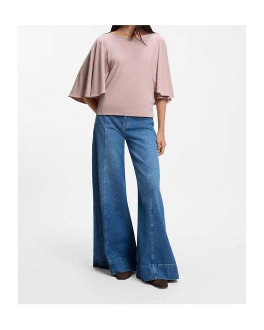 Boss Pink Loose-Fit Cupro T-Shirt With Raglan Sleeves