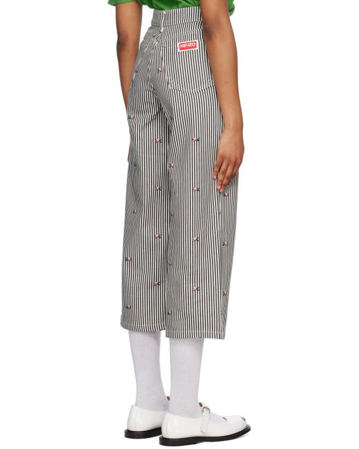 KENZO Gray Striped Wide-Leg Jeans