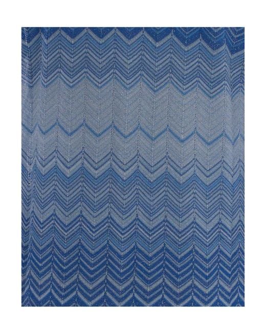 Mc2 Saint Barth Blue Tonia Chevron-Knit Cardigan