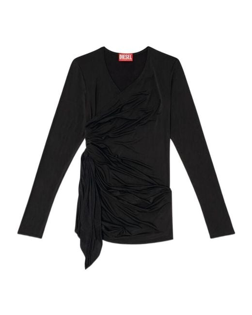 DIESEL Black T-Crissy-Plain Draped Top