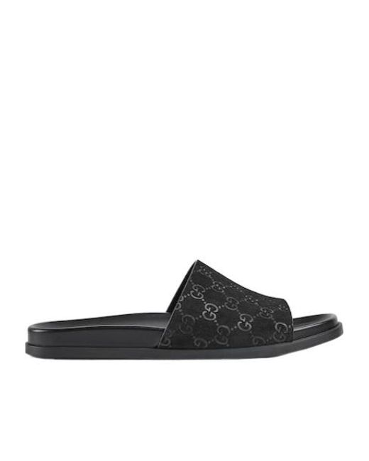 Gucci Black Logo Detailed Slide Sandals for men