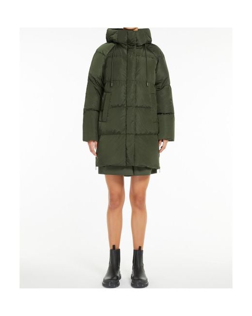 Weekend by Maxmara Green High Neck Drawstring Coat