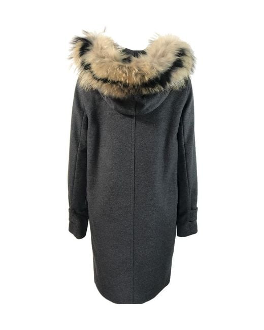 Max Mara Gray Hooded Wool Coat