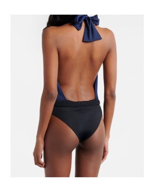 Johanna Ortiz Blue Halterneck Swimsuit