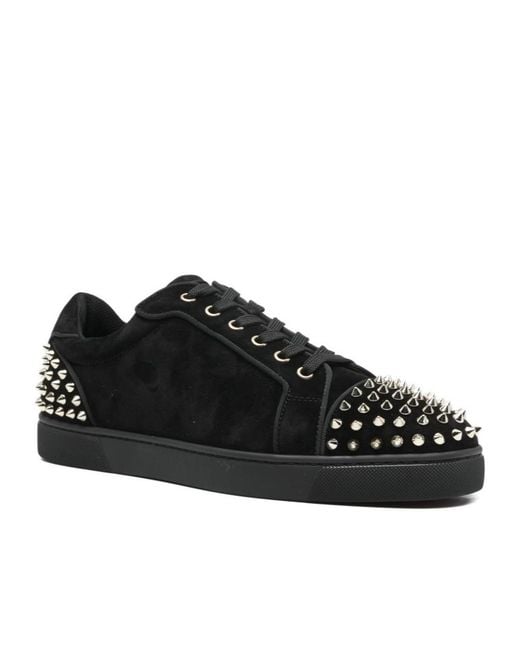 Christian Louboutin Black Seavaste 2 Suede Leather Sneakers for men