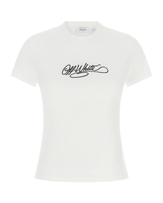 Off-White c/o Virgil Abloh White Logo-Embroidered T-Shirt