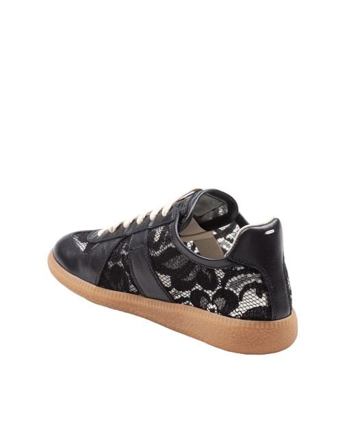 Maison Margiela Black Replica Lace-Up Sneakers