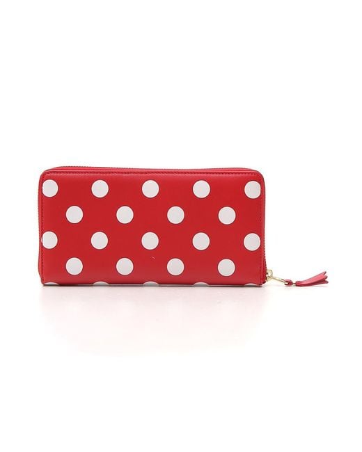 Comme des Garçons Red Comme Des Garçons Wallet Polka Dot Printed Zip-Around Wallet