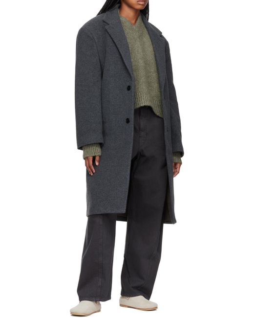 Lemaire Black Single-Breasted Coat for men