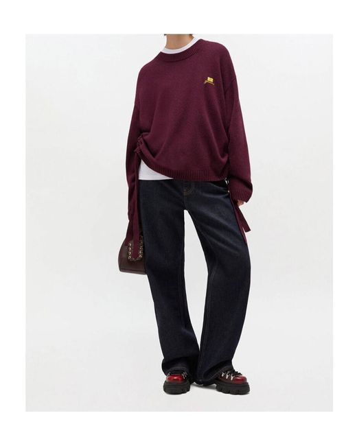 Ganni Purple Crewneck Drawstring Jumper