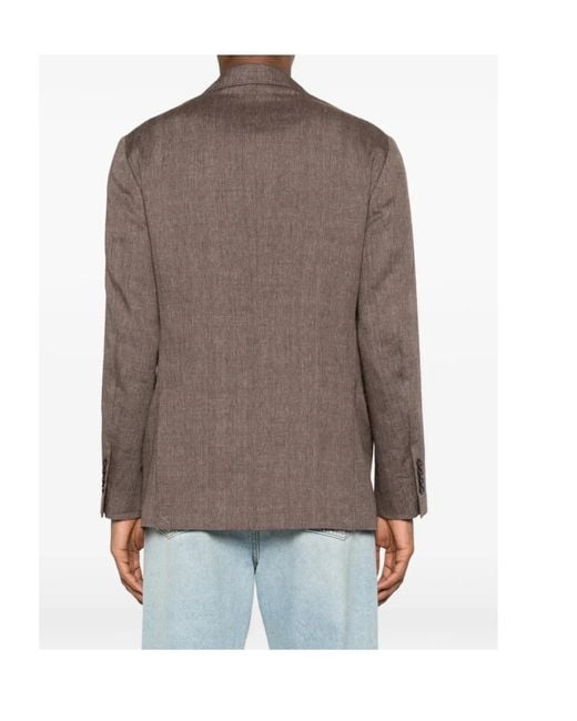 Brunello Cucinelli Brown Flap-Pocket Blazer for men