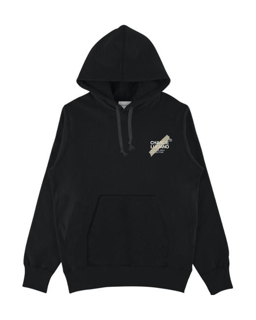 CHARLIE LUCIANO Black Hooded Hoodie for men
