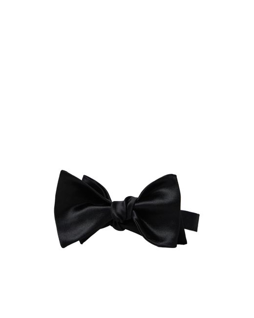 Brunello Cucinelli Black Logo-Patch Bow Tie for men