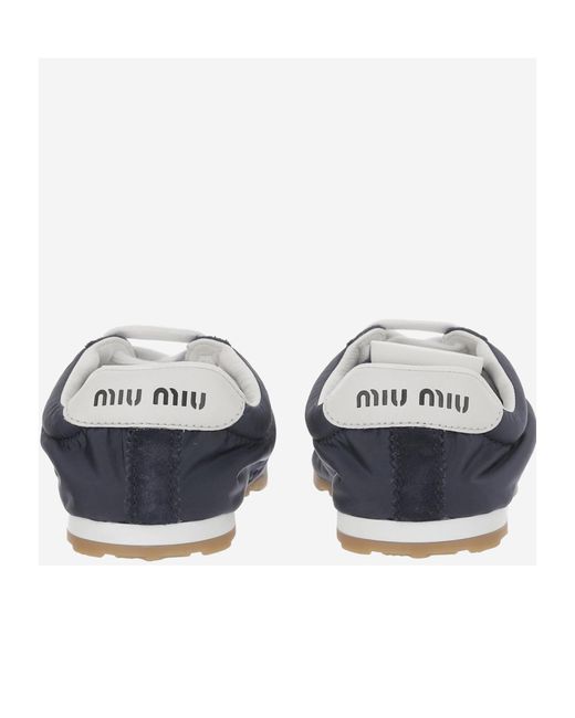 スニーカー MIU MIU Navy Blue Suede Plume Sneakers Navy Plume Technical Fabric And Suede Sneakers | Miu Miu