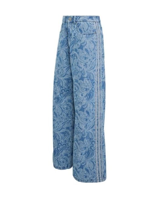 Adidas Originals Blue Paisley Wide-Leg Jeans