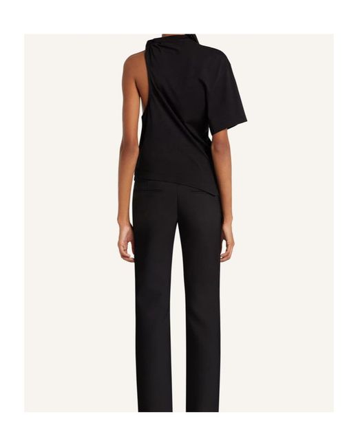 Courreges Black Twist Asymmetrical T-Shirt