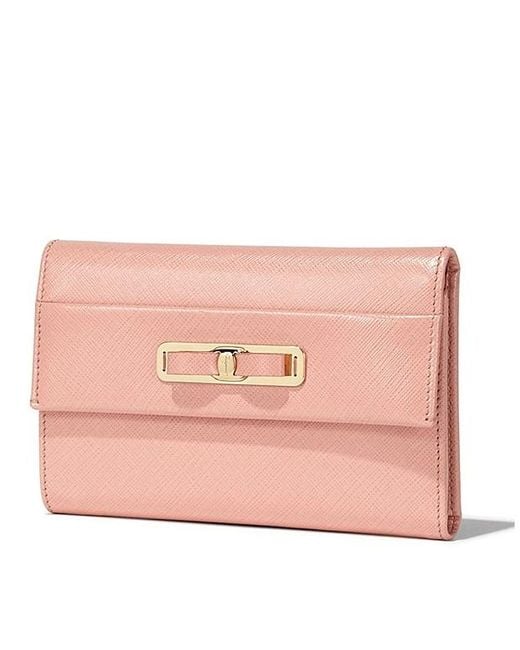 Ferragamo Pink Logo Details Wallet