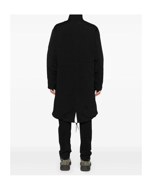 C P Company Black Button-Fastening Lens-Detail Coat for men