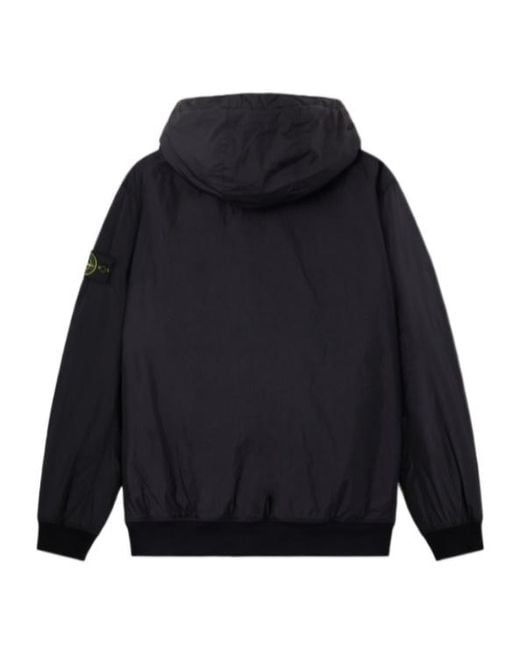 Stone Island Blue Logo Patch Hooded Jacket for men