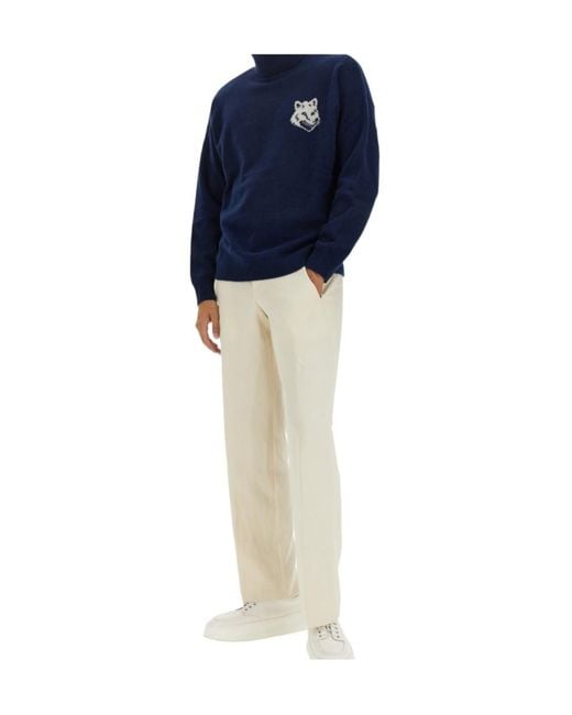Maison Kitsuné Blue Turtleneck Sweater for men