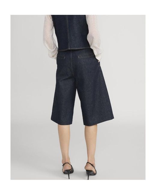 FRAME Blue Pleat Detailed Tailored Shorts