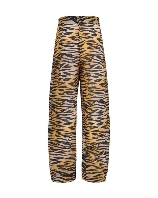 Pinko Natural Trousers Barrel-Fit Animal-Print