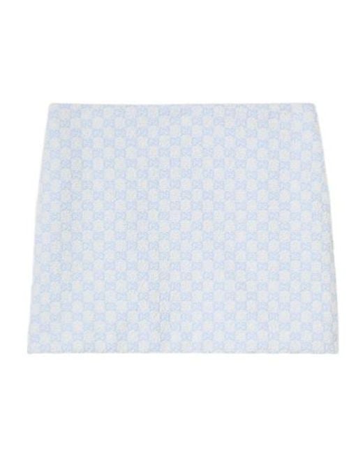 Gucci White Gg Cotton Bouclé Mini Skirt