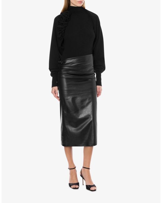 Alberta Ferretti Black Plongé Leather Skirt