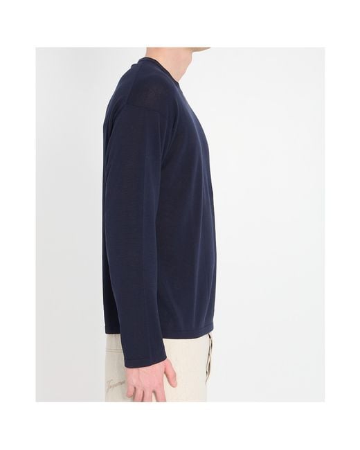 Roberto Collina Blue Long-Sleeved Crewneck Jumper for men