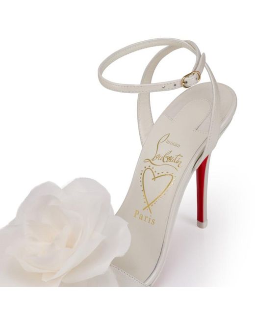 Christian Louboutin White Flower Ankle-Strap Sandals