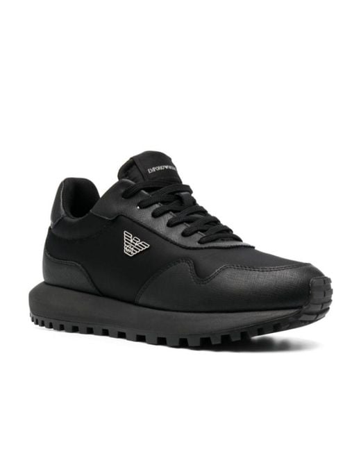 Emporio Armani Black Sustainability Low-Top Sneakers for men