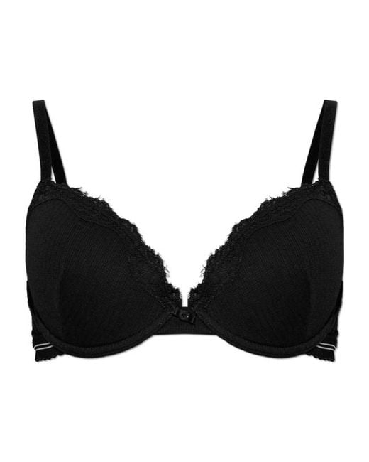 Emporio Armani Black Lace Trim Underwired Bra
