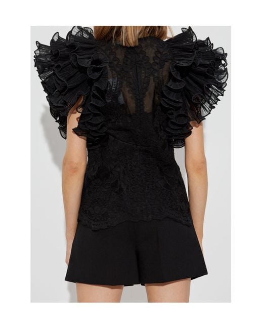 Zimmermann Black Ruffled Lace Top