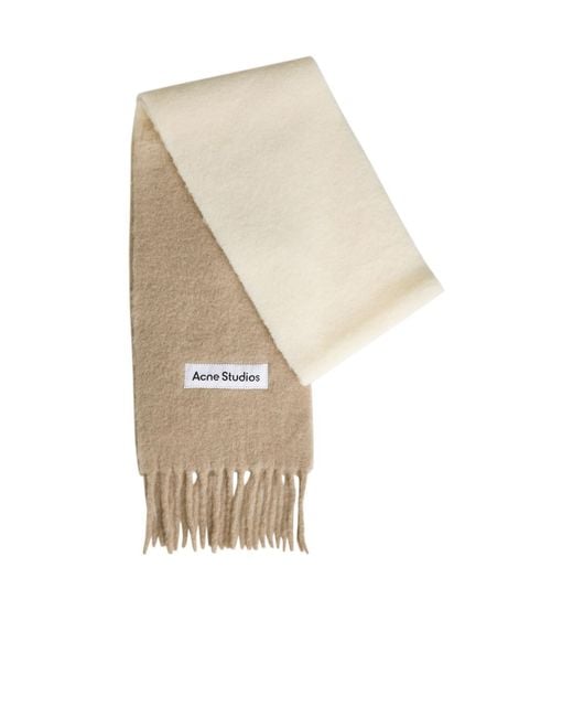 Acne White Logo-Appliquéd Fringed Alpaca-Blend Scarf