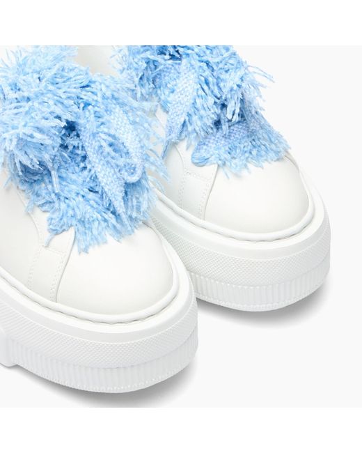 Casadei Blue Nexus Fluffy-Lace Low-Top Sneakers