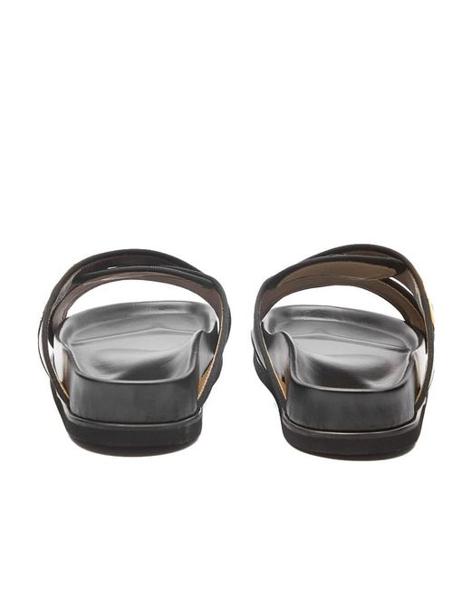Thom Browne Black Cross-Over Flat Sandals for men