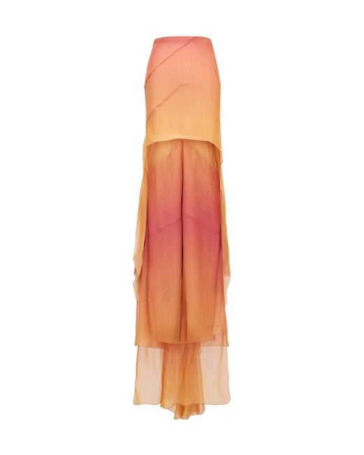 Saint Laurent Orange Cascade High-Low Mini Skirt