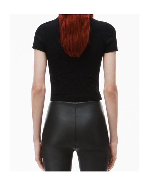 T By Alexander Wang Black Alexander Wang Logo Jacquard Crewneck Knit Top