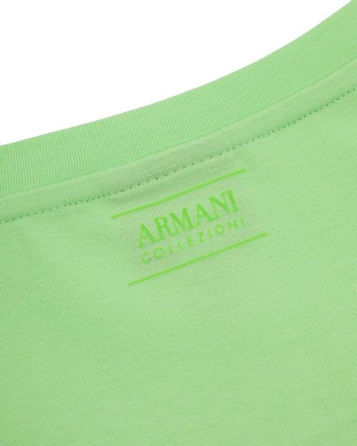 Armani Collezioni Green Printed Round-Necked T-Shirt for men