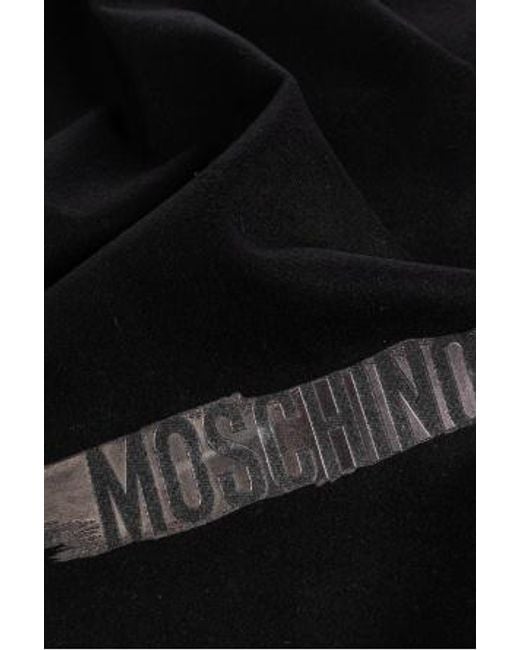 Moschino Black Logo Fringe Scarf for men