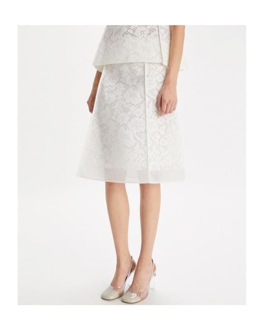 Tory Burch White Corded Lace Skirt